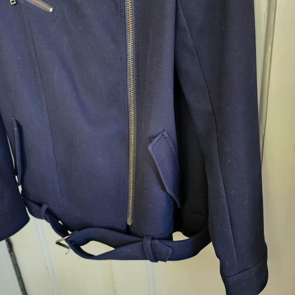 Banana Republic Navy Biker Moto Jacket, Sz M - Picture 6 of 12